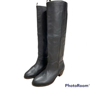 Faryl Robin Black Leather Heeled Riding Tall Boots  Size 7